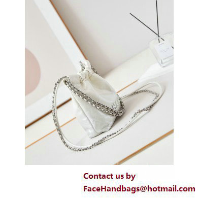 Chanel Shiny Calfskin & Silver-Tone Metal CHANEL 22 Mini Handbag AS3980 White - Click Image to Close